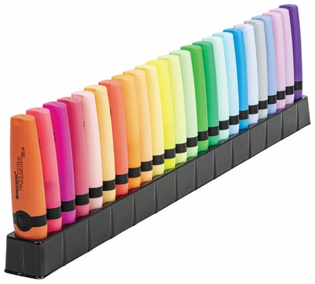 Набор текстовыделителей BRAUBERG 24 цвета на подставке, Delta, 15 пастельных цветов + 9 неоновых цветов, линия 1-5 мм 152506