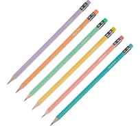 Карандаш чернографитный Kores CollageStylePastel HB трехгранный, заточенный, с ластиком 6 шт 1801184