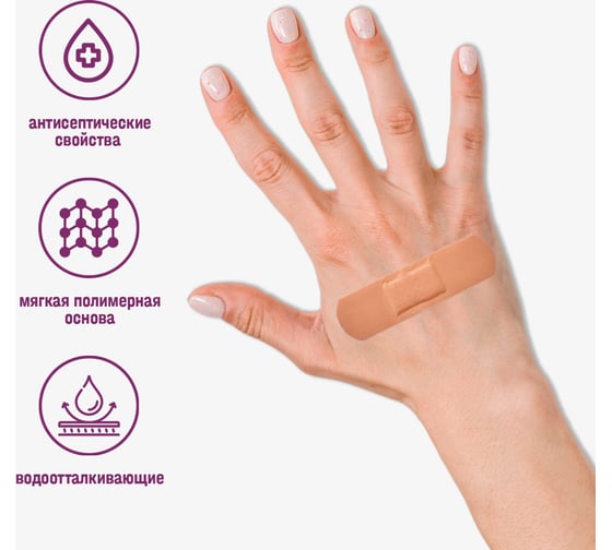 Пластырь A2PLAST в картонной упаковке Разные размеры Полимер №24 24 в упаковке 11443