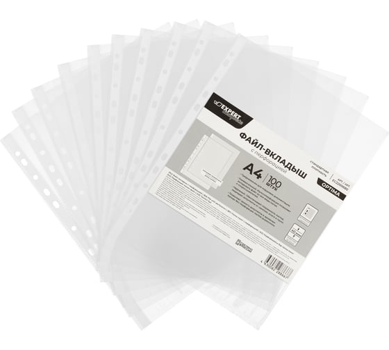 Файл-вкладыш Expert Complete 100 шт A4 OPTIMA 40 мкм глянцевый прозрачный EC2200680 681151