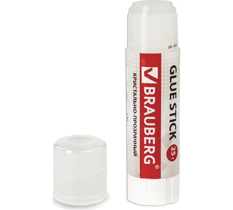 Клей-карандаш BRAUBERG Crystal 25 г, прозрачный 227968