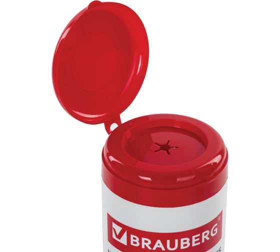 Салфетки для экранов всех типов и пластика BRAUBERG туба, 100 шт, влажные 513321