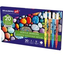 Маркеры акриловые для рисования и хобби BRAUBERG ART CLASSIC 20 ярких цветов, линия 0,7-1 мм 152522