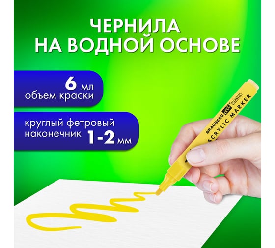 Маркеры акриловые для рисования и хобби BRAUBERG ART CLASSIC 20 ярких цветов, линия 1-2 мм 152524