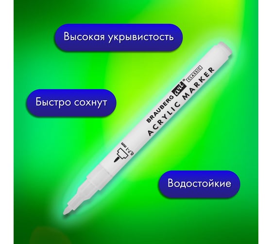 Маркеры акриловые для рисования и хобби BRAUBERG ART 2 цвета ЧЕРНЫЙ/БЕЛЫЙ, линия 0,7-1 мм 152527