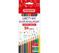Карандаши цветные Пифагор ЭКО "КЛАССИК", 24 цвета, шестигранные 182050