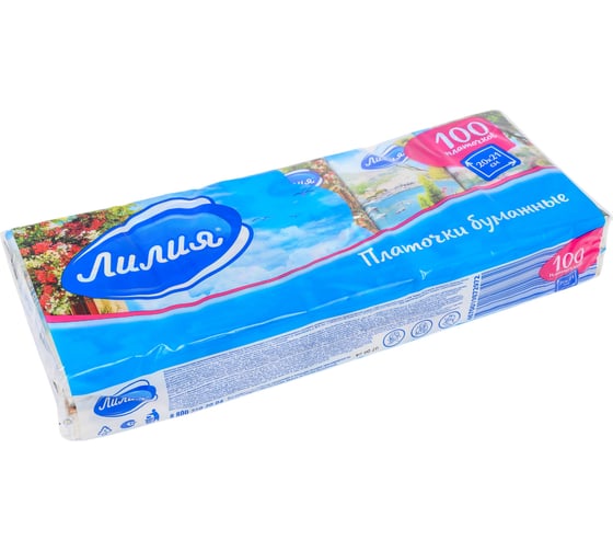 Платочки бумажные Лилия Лето 2 слоя, 10 л х 10 шт. 2965