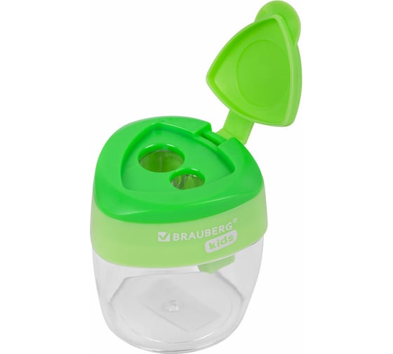 Точилки KIDS "MAXI", 2 шт, 2 отверстия, с большим контейнером, трехгранный корпус, BRAUBERG 271947