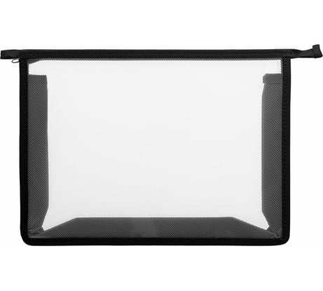 Папка Пифагор для тетрадей А4, пластик, молния сверху, прозрачная, черный, 272107