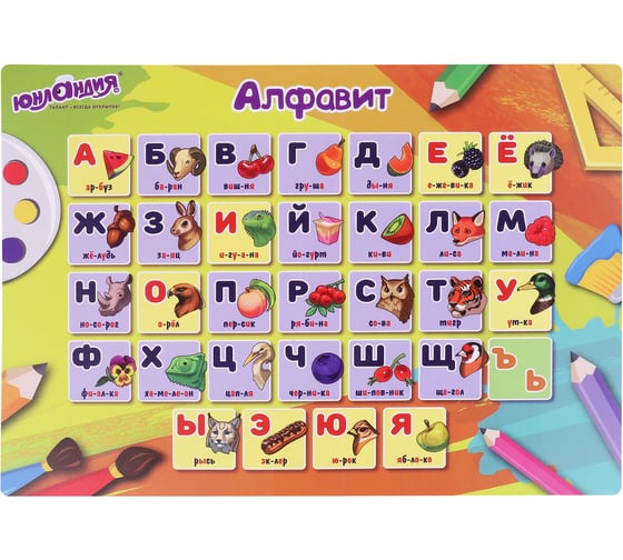 Настольное покрытие ЮНЛАНДИЯ А3+, пластик, 46x33 см, Алфавит 272369 1