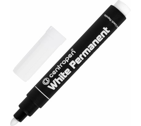 Маркер перманентный ОФИСМАГ БЕЛЫЙ CENTROPEN, круглый наконечник, 2,5 мм, 8586, 5 8586 0100 151141