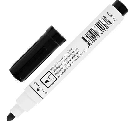 Маркер стираемый для белой доски ОФИСМАГ ЧЕРНЫЙ, CENTROPEN "Dry-Wipe", 2,5 мм, 8559, 5 8559 0112 150318