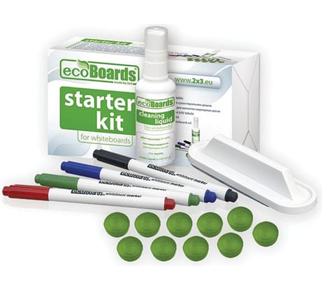 Набор для магнитно-маркерной доски ОФИСМАГ (4 маркера + стиратель + чистящее средство + 10 магнитов), "2x3" ecoBoards, AS116 236581