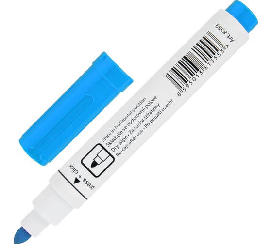Маркер стираемый для белой доски ОФИСМАГ ГОЛУБОЙ CENTROPEN "Dry-Wipe", круглый наконечник, 2,5 мм, 8559, 5 8559 0167 152018