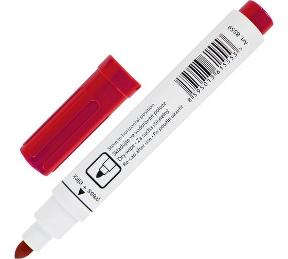 Маркер стираемый для белой доски ОФИСМАГ КРАСНЫЙ, CENTROPEN "Dry-Wipe", 2,5 мм, 8559, 5 8559 0104 151108