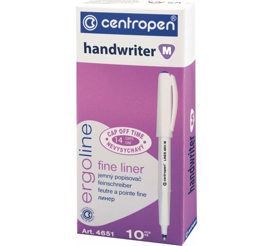 Ручка капиллярная (линер) ОФИСМАГ ЧЕРНАЯ CENTROPEN "Handwriter", трехгранная, линия 0,5 мм, 4651, 2 4651 0112 142293