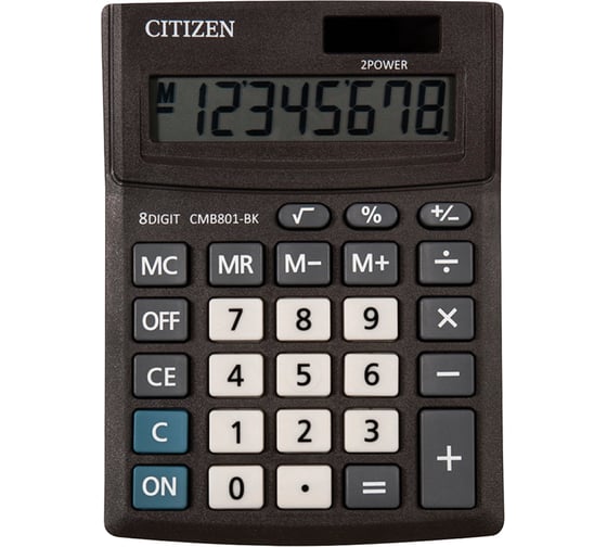 Калькулятор настольный CITIZEN BUSINESS LINE CMB801BK, МАЛЫЙ (137x102 мм), 8 разрядов, двойное питание ОФИСМАГ 250431