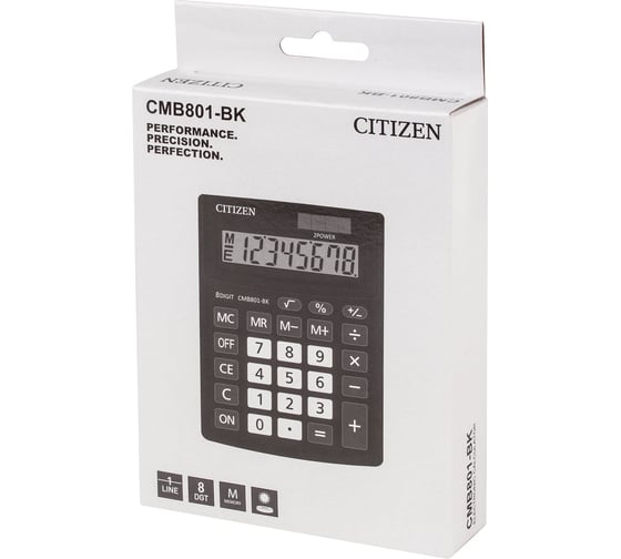 Калькулятор настольный CITIZEN BUSINESS LINE CMB801BK, МАЛЫЙ (137x102 мм), 8 разрядов, двойное питание ОФИСМАГ 250431