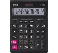 Калькулятор настольный CASIO GR-12-W (209x155 мм), 12 разрядов, двойное питание, черный, европодвес, GR-12-W-EP ОФИСМАГ 250380