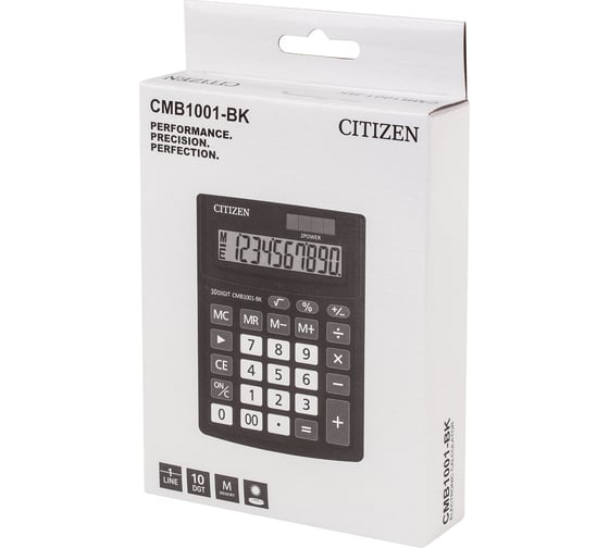 Калькулятор настольный CITIZEN BUSINESS LINE CMB1001BK, МАЛЫЙ (136x100 мм), 10 разрядов, двойное питание ОФИСМАГ 250432