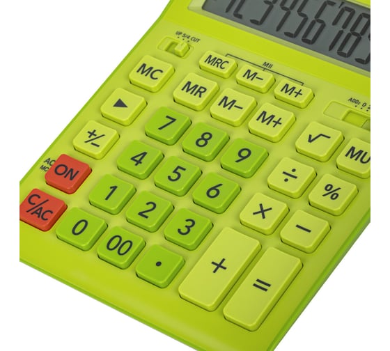 Калькулятор настольный CASIO GR-12С-GN (210x155 мм), 12 разрядов, двойное питание, САЛАТОВЫЙ, GR-12C-GN-W-EP ОФИСМАГ 250443