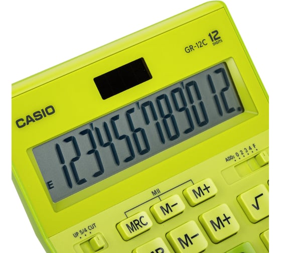 Калькулятор настольный CASIO GR-12С-GN (210x155 мм), 12 разрядов, двойное питание, САЛАТОВЫЙ, GR-12C-GN-W-EP ОФИСМАГ 250443