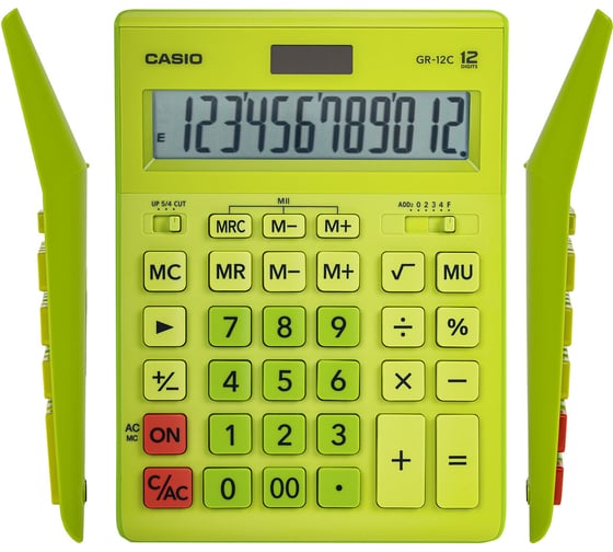 Калькулятор настольный CASIO GR-12С-GN (210x155 мм), 12 разрядов, двойное питание, САЛАТОВЫЙ, GR-12C-GN-W-EP ОФИСМАГ 250443