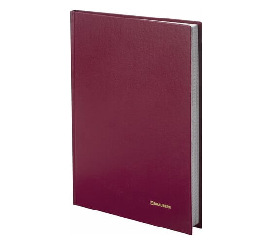 Книга учета BRAUBERG 96л, клетка, твердая, А4, 200х290мм, бордовая 130224