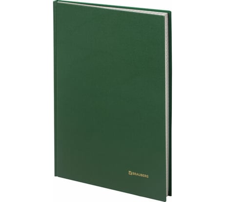 Книга учета BRAUBERG 96л, клетка, твердая, А4, 200х290мм, зеленая 130222