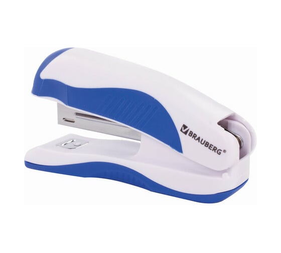 Степлер BRAUBERG JET PRO №10, до 12 листов, бело-синий 228582