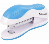 Степлер BRAUBERG JET №10, до 15 листов, бело-голубой 228579