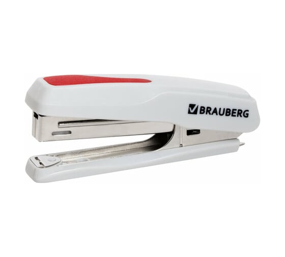 Степлер BRAUBERG Super №10, до 20 листов, антистеплер, серо-красный 229082