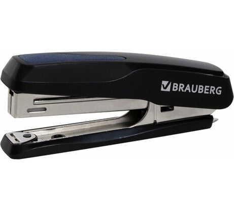Степлер BRAUBERG Super №10, до 20 листов, антистеплер, черно-синий 229078
