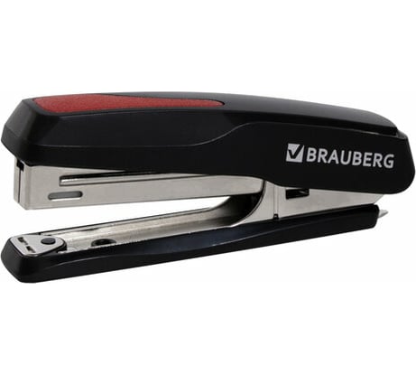 Степлер BRAUBERG Super №10, до 20 листов, антистеплер, черно-красный 229079