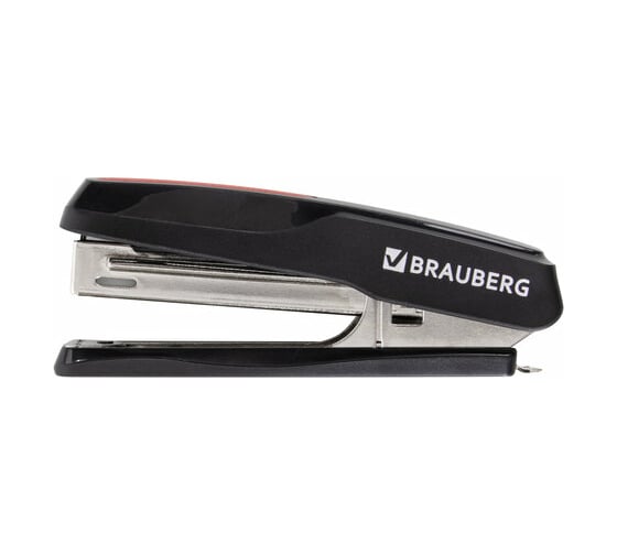 Степлер BRAUBERG Super №10, до 20 листов, антистеплер, черно-красный 229079