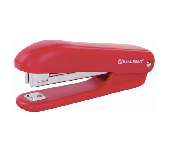 Степлер BRAUBERG SX-19 №10, до 12 листов, с антистеплером, красный 228589