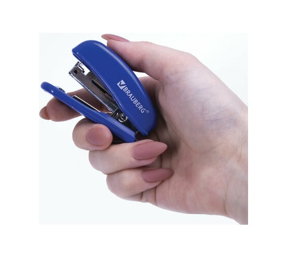 Степлер BRAUBERG Classic МИНИ №10, до 12 листов, с антистеплером, синий 228497