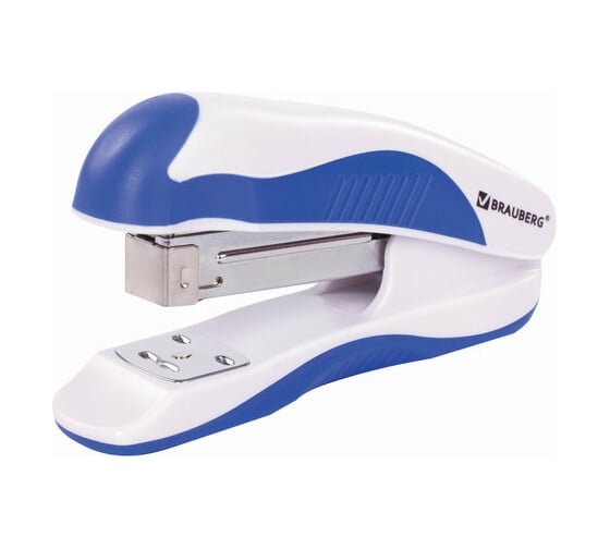 Степлер BRAUBERG JET PRO №24/6 26/6, до 25 листов, бело-синий 228584
