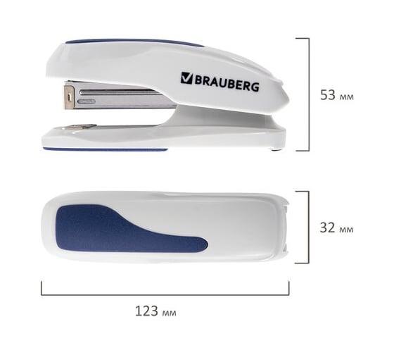 Степлер BRAUBERG Super №24/6 26/6, до 30 листов, серо-синий 229087
