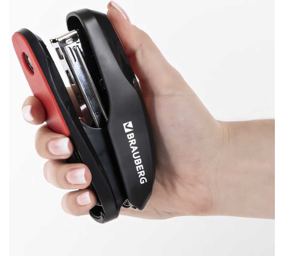 Степлер BRAUBERG Super №24/6 26/6, до 30 листов, черно-красный 229085