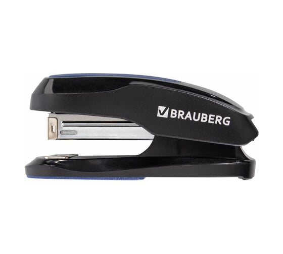 Степлер BRAUBERG Super №24/6 26/6, до 30 листов, черно-синий 229084