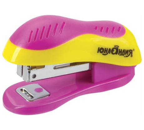Степлер ЮНЛАНДИЯ МИНИ №10, до 15 листов, с антистеплером, желто-розовый 228491