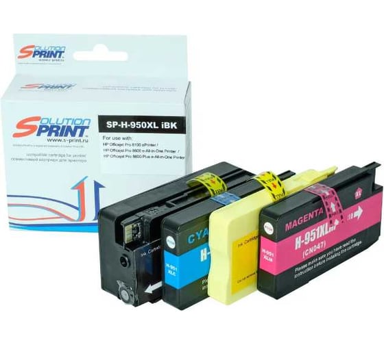 Комплект картриджей Solution print Solutionprint Sprint SP-H-950 XL iBk CN045AE/ 951XL iC CN046AE/ 951XL iM CN047AE/ 951XL iY CN048AE для HP совместимый 111200/111201/111202/111203 1