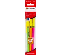 Шариковые ручки BRAUBERG НАБОР 3 шт СИНИЕ Color корпус ассорти узел 1мм, линия 0, 5мм 141508