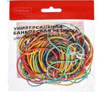 Резинка банковская HATBER цветная диаметр 50 мм, длина 80 мм 083969