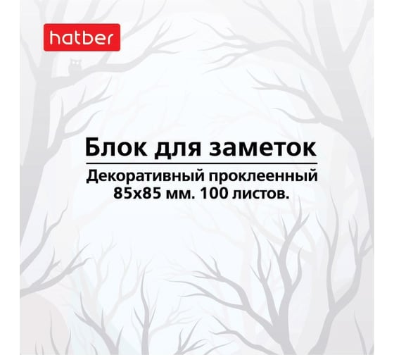 Блок для заметок HATBER на клею 85x85 мм 100 листов Mist в пленке 083619