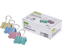 Зажимы для бумаг HATBER X-Mate 19 мм цветные 12 шт 083724