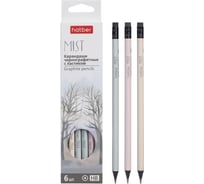 Набор чернографитных карандашей HATBER круглый корпус, 6 шт., Mist 081964