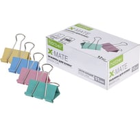 Зажимы для бумаг HATBER X-Mate 51 мм цветные 12 шт 083720