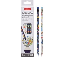 Набор чернографитных карандашей HATBER круглый корпус, 6 шт., Botanica 079543